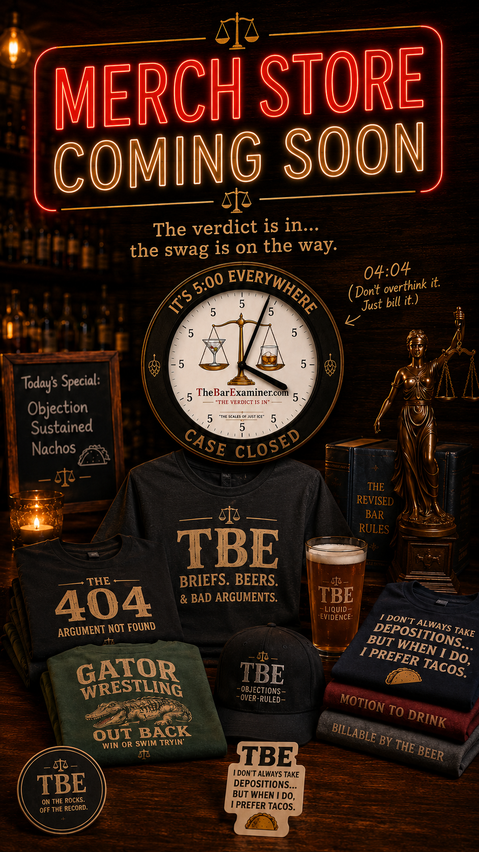 The Bar Examiner merch store coming soon preview